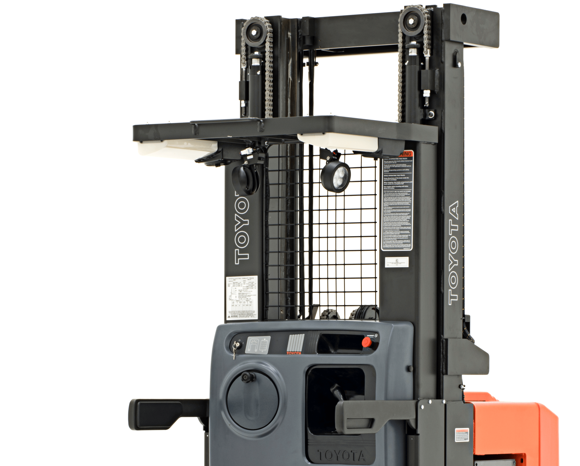 Close-up image of Toyota's 7-Series Order Picker forklift