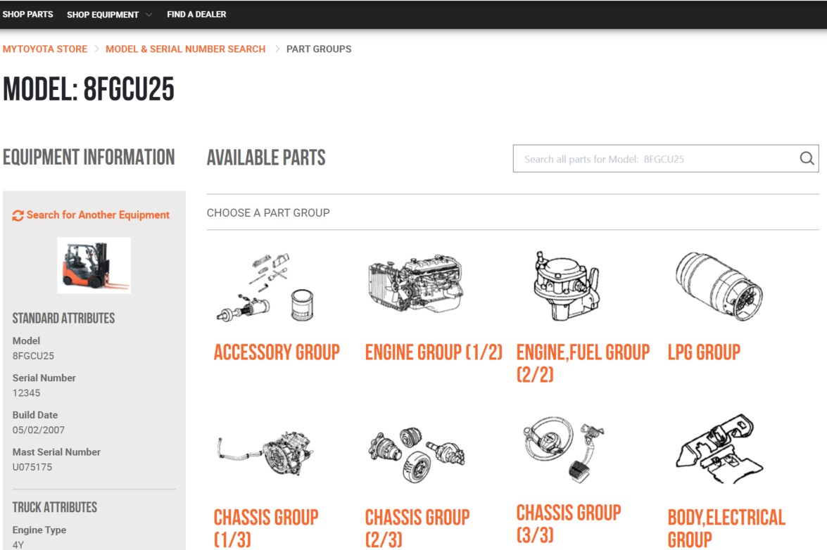 NEW - Order Toyota Forklift Parts Online