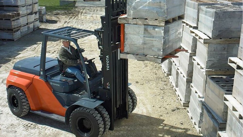 Forklift for Moving Concrete Stone